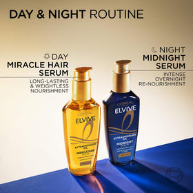 L'Oréal Paris bottle staged on bathroom shelf suggesting daily routine ease and luxury