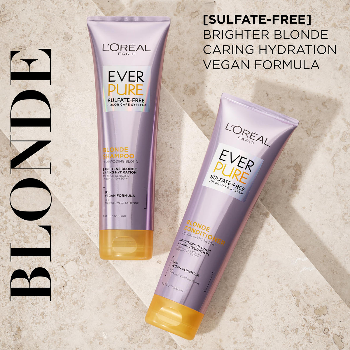 L'Oreal Paris EverPure Blonde shampoo texture close-up demonstrating gentle lather