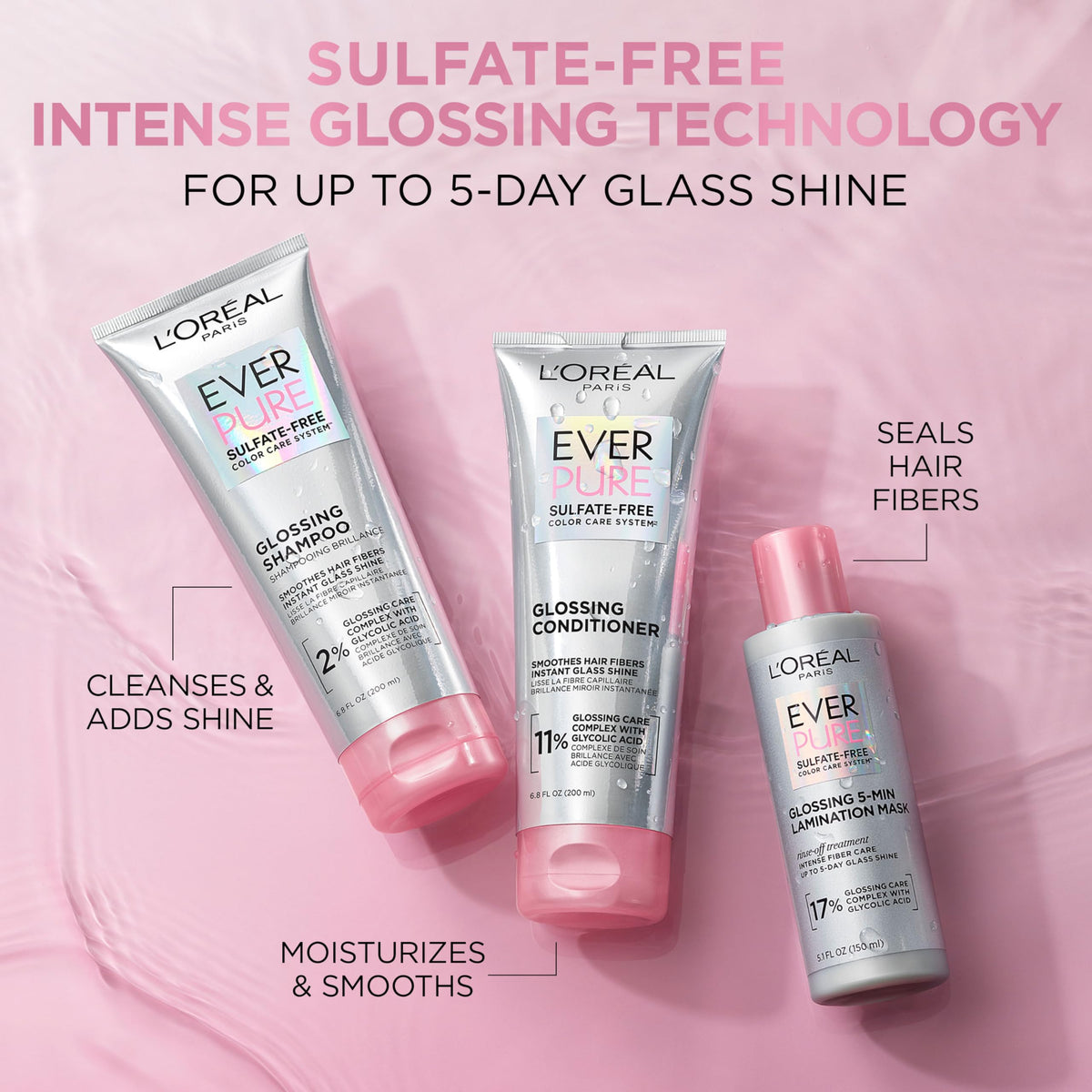 L'Oreal Paris EverPure conditioner back label with clean ingredients