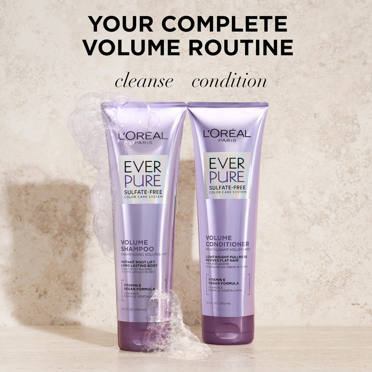 L'Oreal Paris set on bathroom shelf conveying daily ease