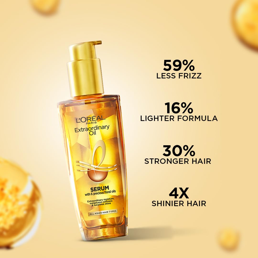 L'Oreal Paris texture drops on hair illustrating lightweight spreadability benefit