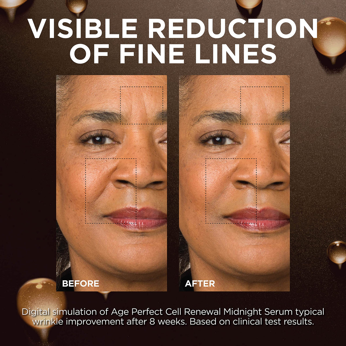 L'Oreal Paris eye cream sample next to serum for targeted nighttime care