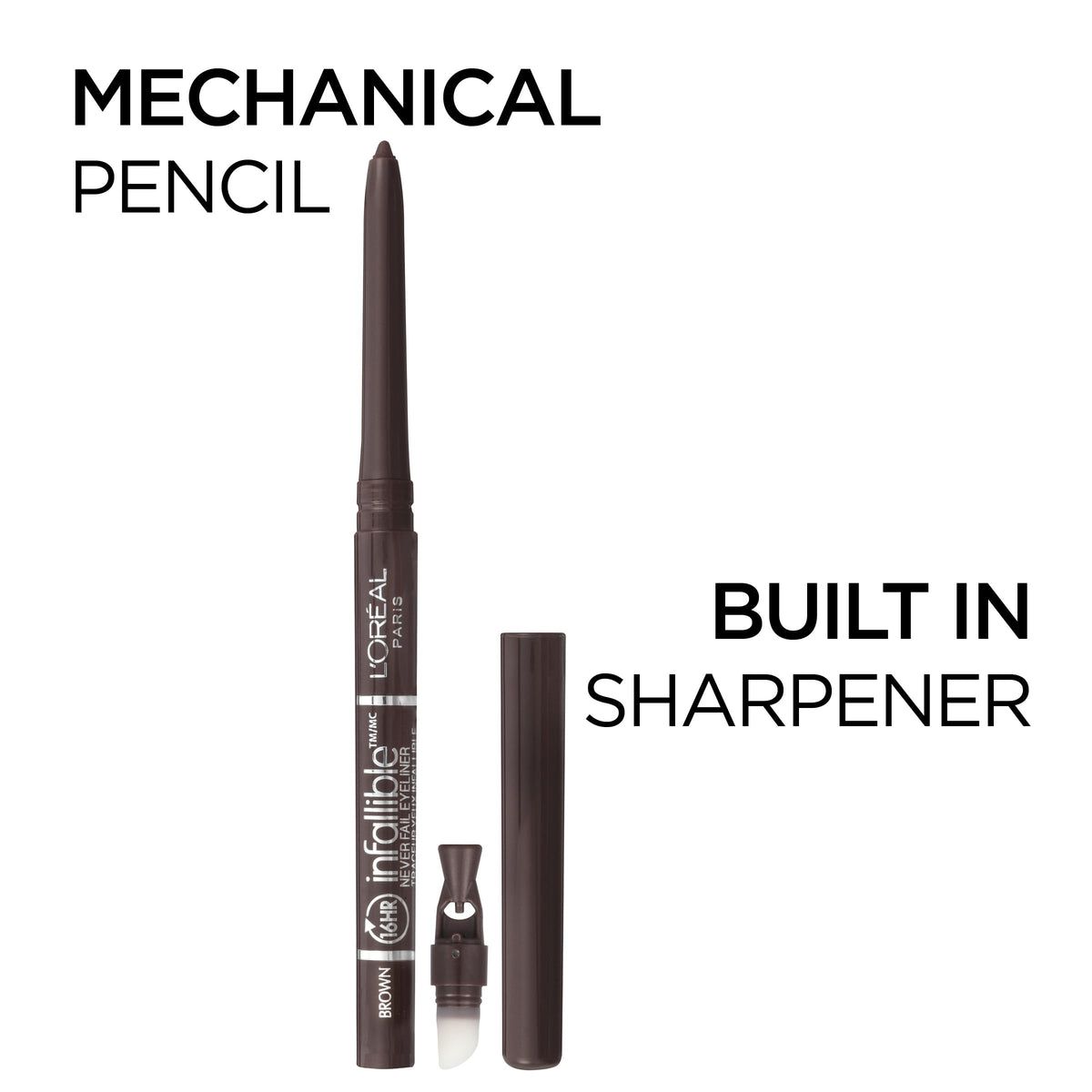 L'Oreal Paris eyeliner tip close-up demonstrating creamy glide and precision