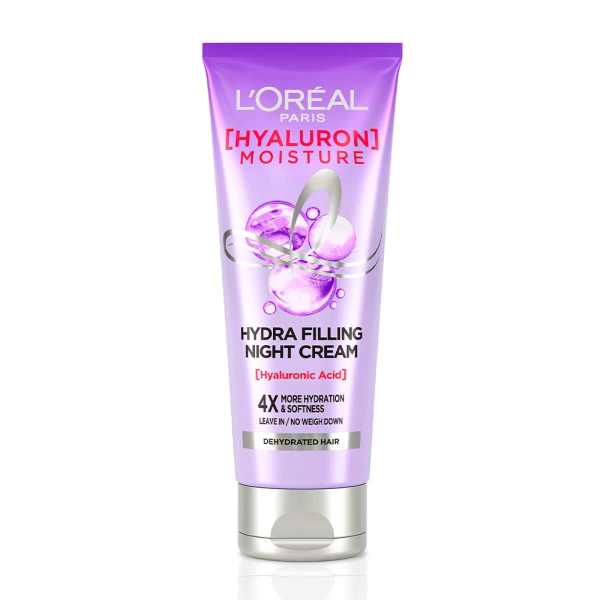 L'Oreal Paris front view of night cream showing 180 ml packaging and benefit