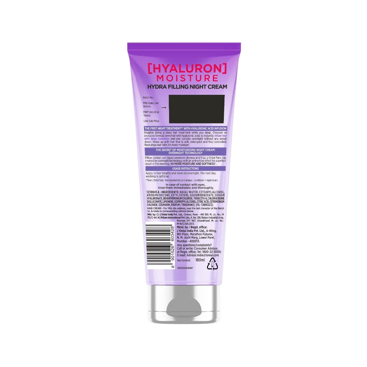 L'Oreal Paris night cream on bedside table in bedroom lifestyle setting