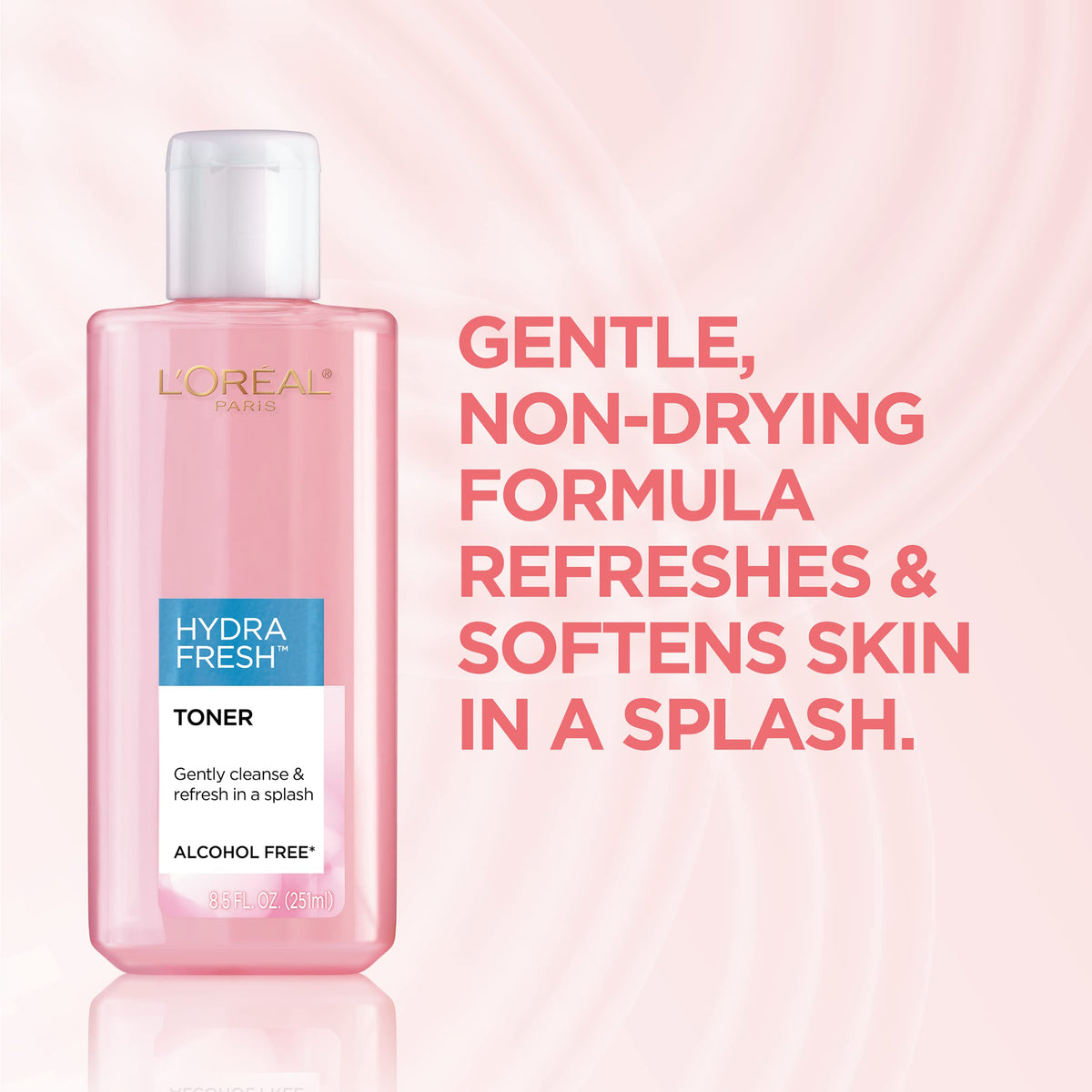 L'Oreal Paris toner open cap with liquid pour showing easy dispensing