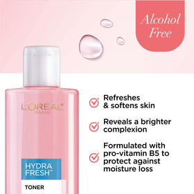 L'Oreal Paris close-up of toner texture drop highlighting gentle formula