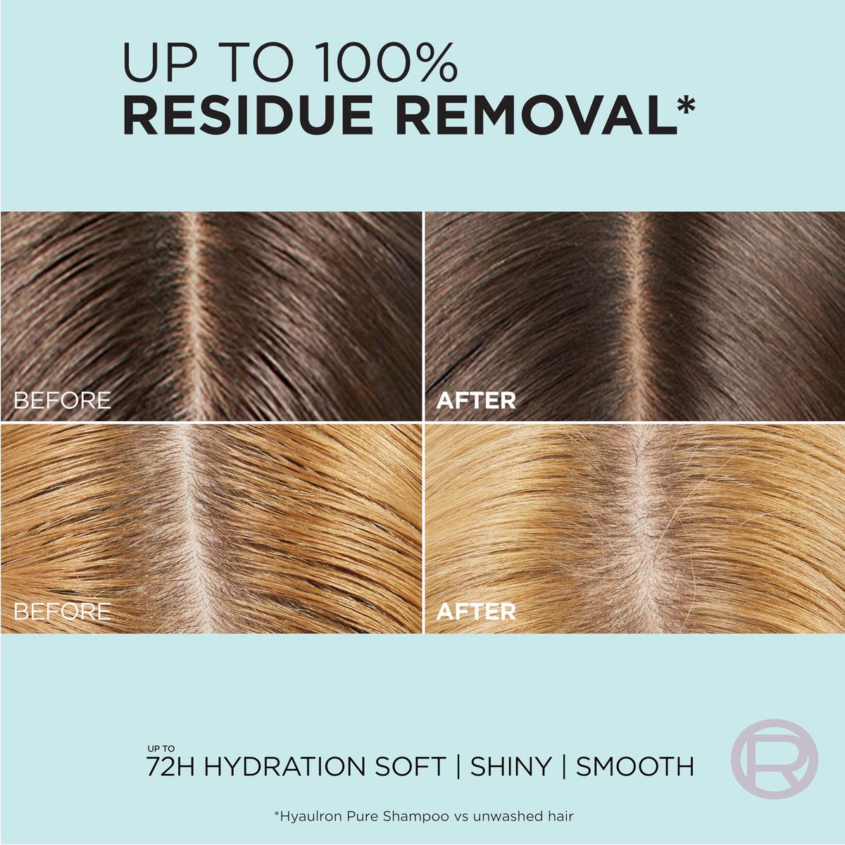 L'Oreal Paris products in shower use showing refreshed roots and smooth lengths