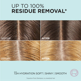 L'Oreal Paris products in shower use showing refreshed roots and smooth lengths