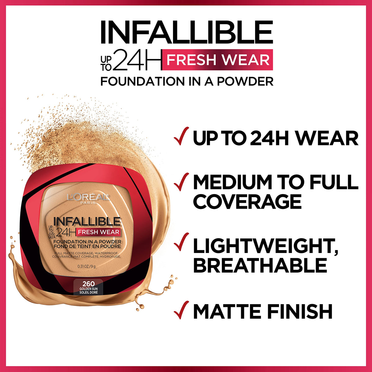L'Oreal Paris powder applied with brush demonstrating buildable coverage
