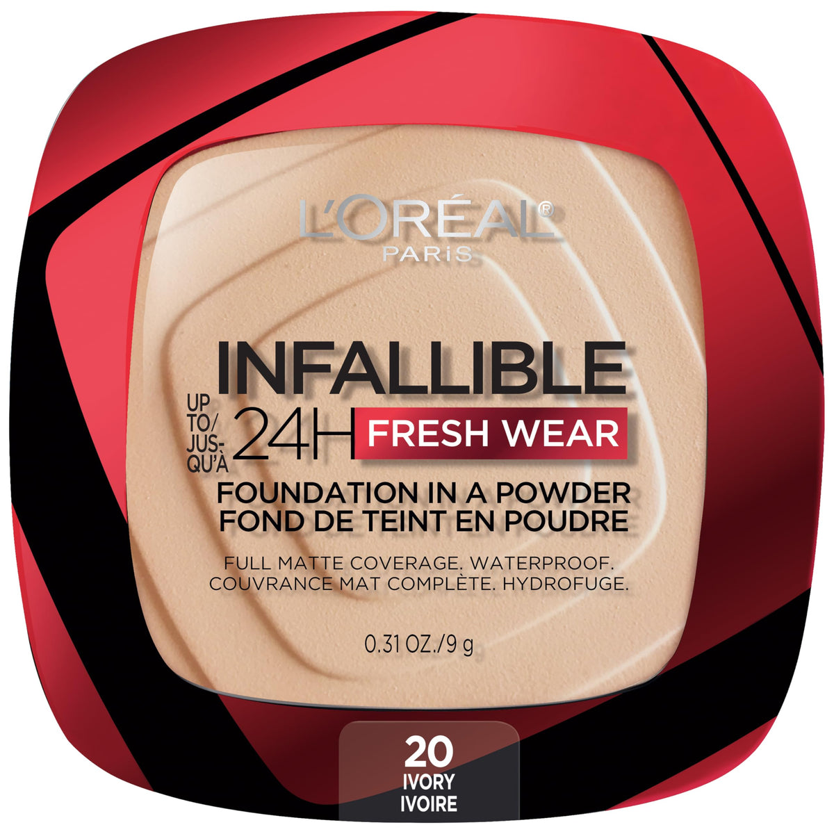L'Oreal Paris front packaging showing compact and branding, convenient portability