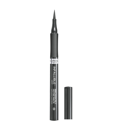 L'Oreal Paris front packaging showing grey eyeliner and branding benefits