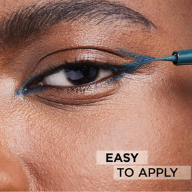 L'Oreal Paris grey liner swatch on skin displaying smooth, pigmented stroke