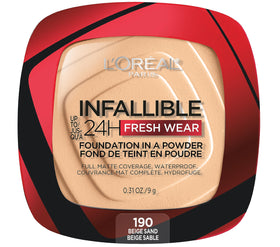 L'Oreal Paris compact front view showing sleek packaging and travel-ready benefit