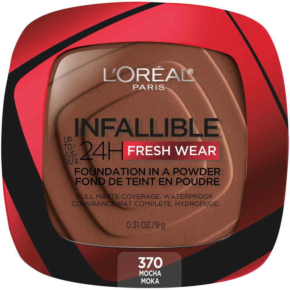 L'Oreal Paris compact front view showing sleek packaging and portability
