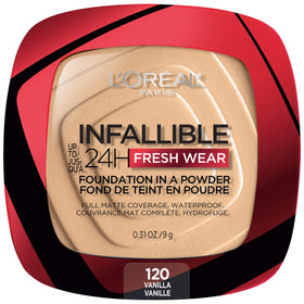 L'Oreal Paris front packaging showing compact and product name, communicates portability