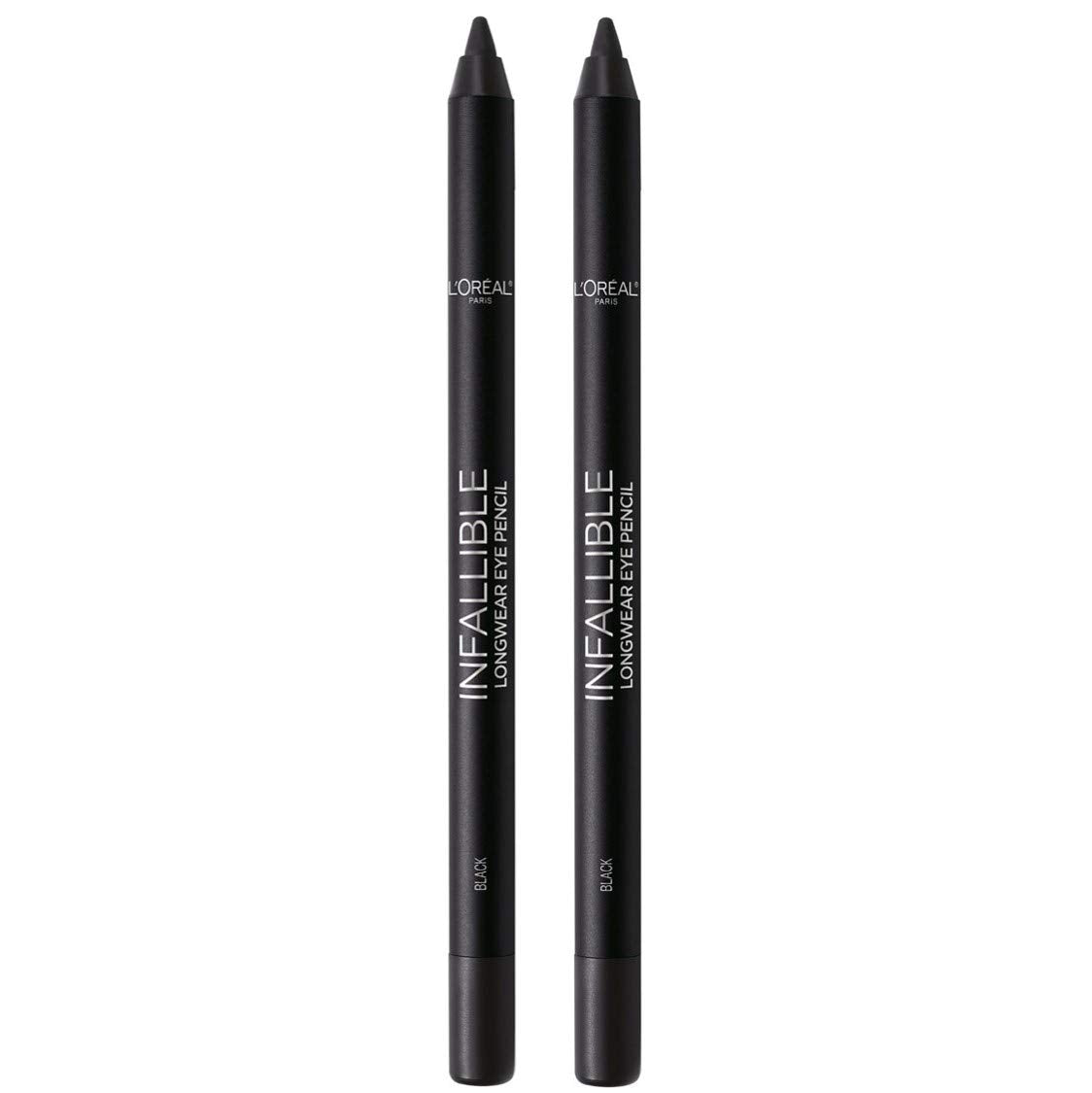 L'Oreal Paris front packaging showing dual pencils and branding benefit: reliable backup