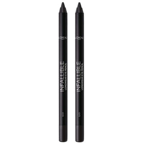L'Oreal Paris front packaging showing dual pencils and branding benefit: reliable backup