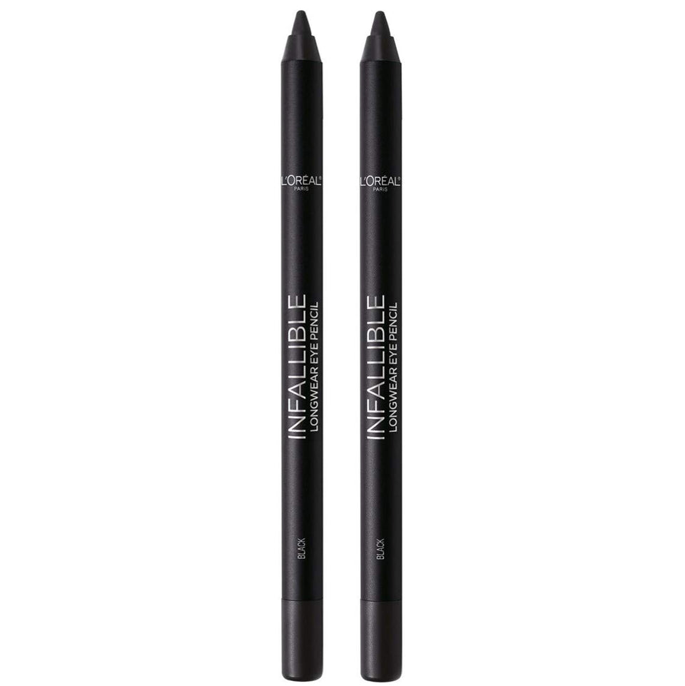 L'Oreal Paris front packaging showing dual pencils and branding benefit: reliable backup