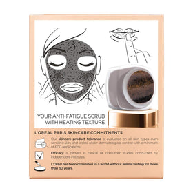 L'Oreal Paris Kona coffee granules detail showing invigorating natural exfoliant benefits