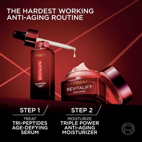 L'Oreal Paris serum on a bathroom counter demonstrating everyday routine convenience