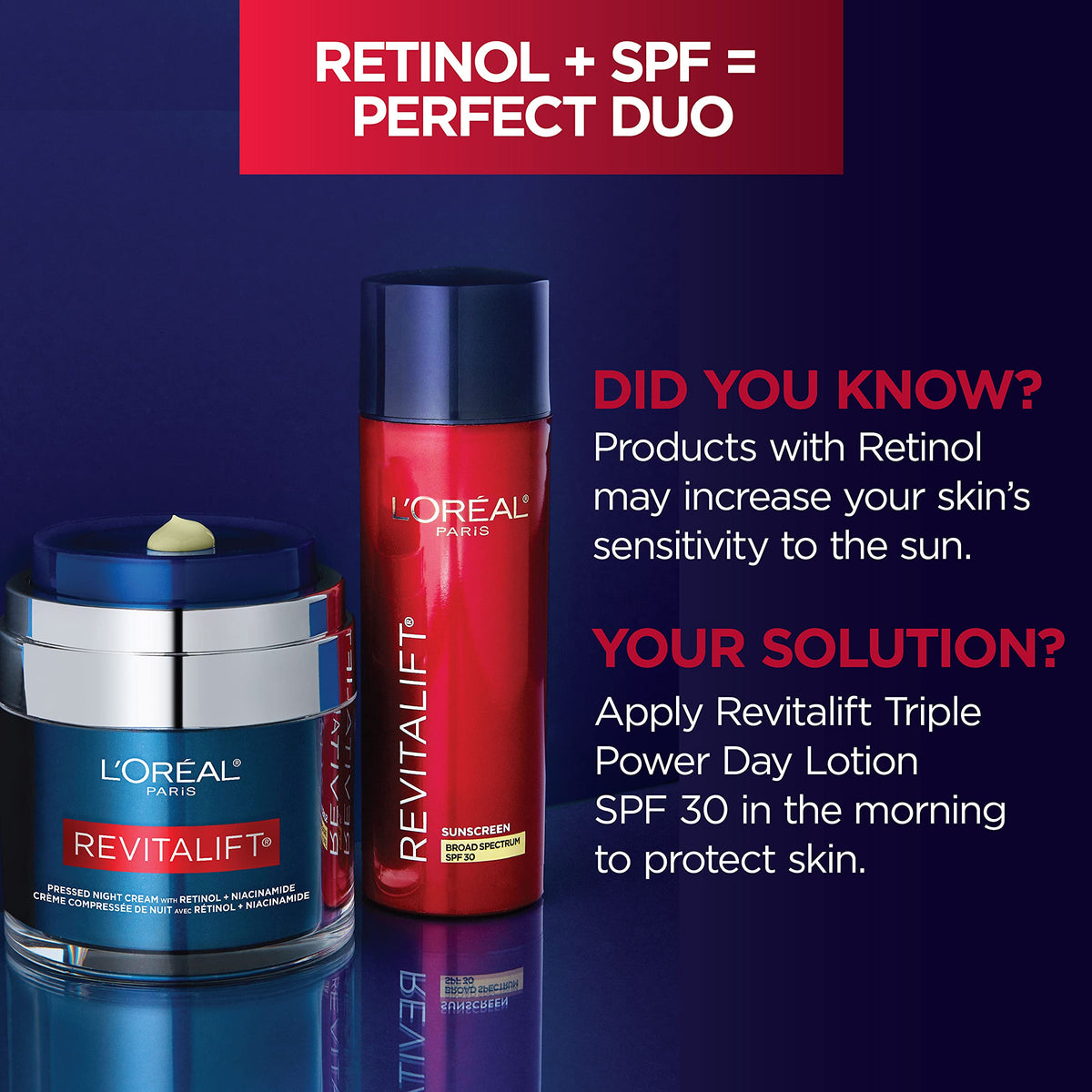 L'Oreal Paris on bathroom shelf in lifestyle scene for nightly routine