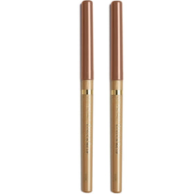 L'Oreal Paris front view of two lip liners showing packaging and shade benefits