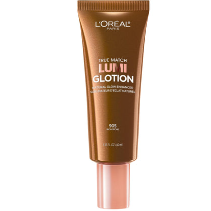 L'Oreal Paris front bottle of Lumi Glotion 905 Rich showing packaging and glow