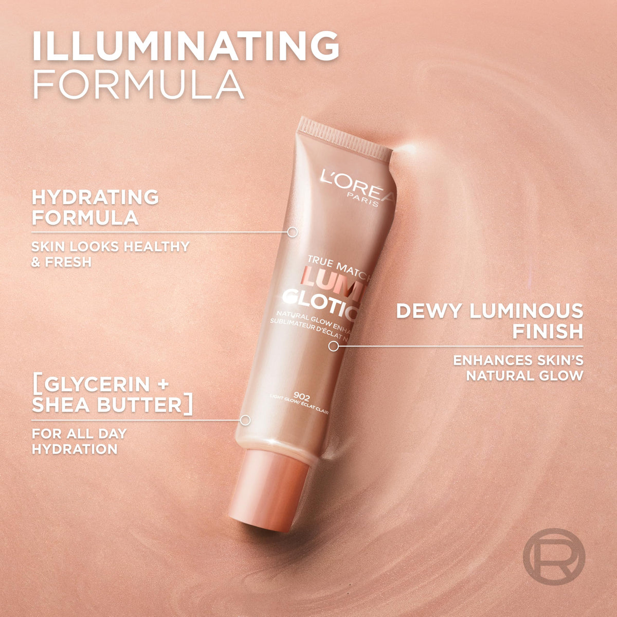 L'Oreal Paris Lumi Glotion on neck and décolletage giving sun-kissed sheen