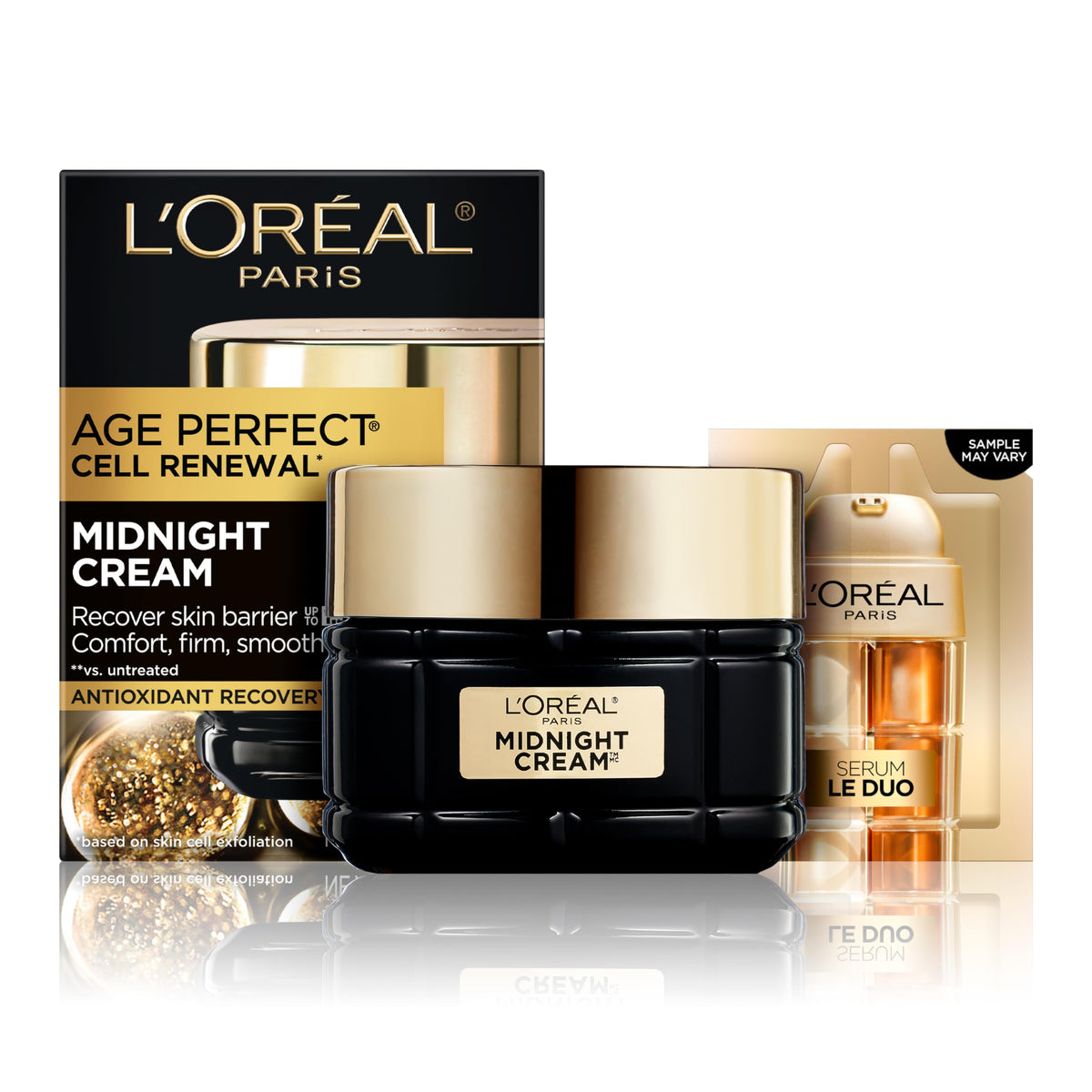 L'Oreal Paris jar front view showing elegant packaging and clear product identity benefits