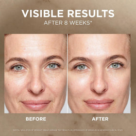 L'Oreal Paris open jar revealing smooth cream texture that absorbs for overnight repair