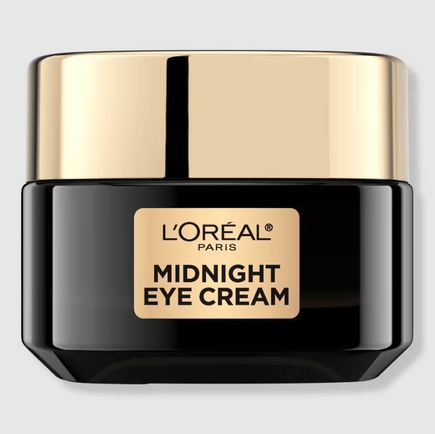 L'Oreal Paris Age Perfect midnight eye cream jar front showing label and compact size benefiting nighttime renewal