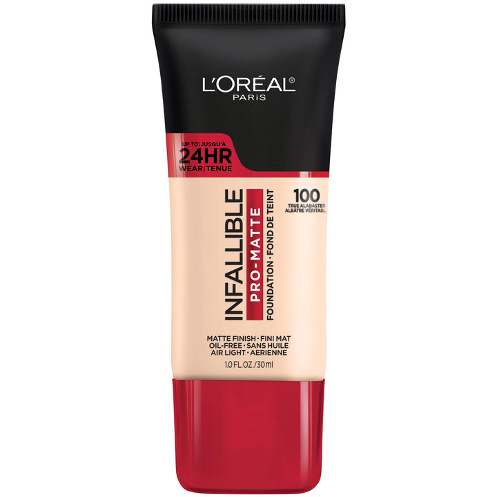 L'Oreal Paris front packaging showing Pro-Matte bottle and shade label for reliable wear