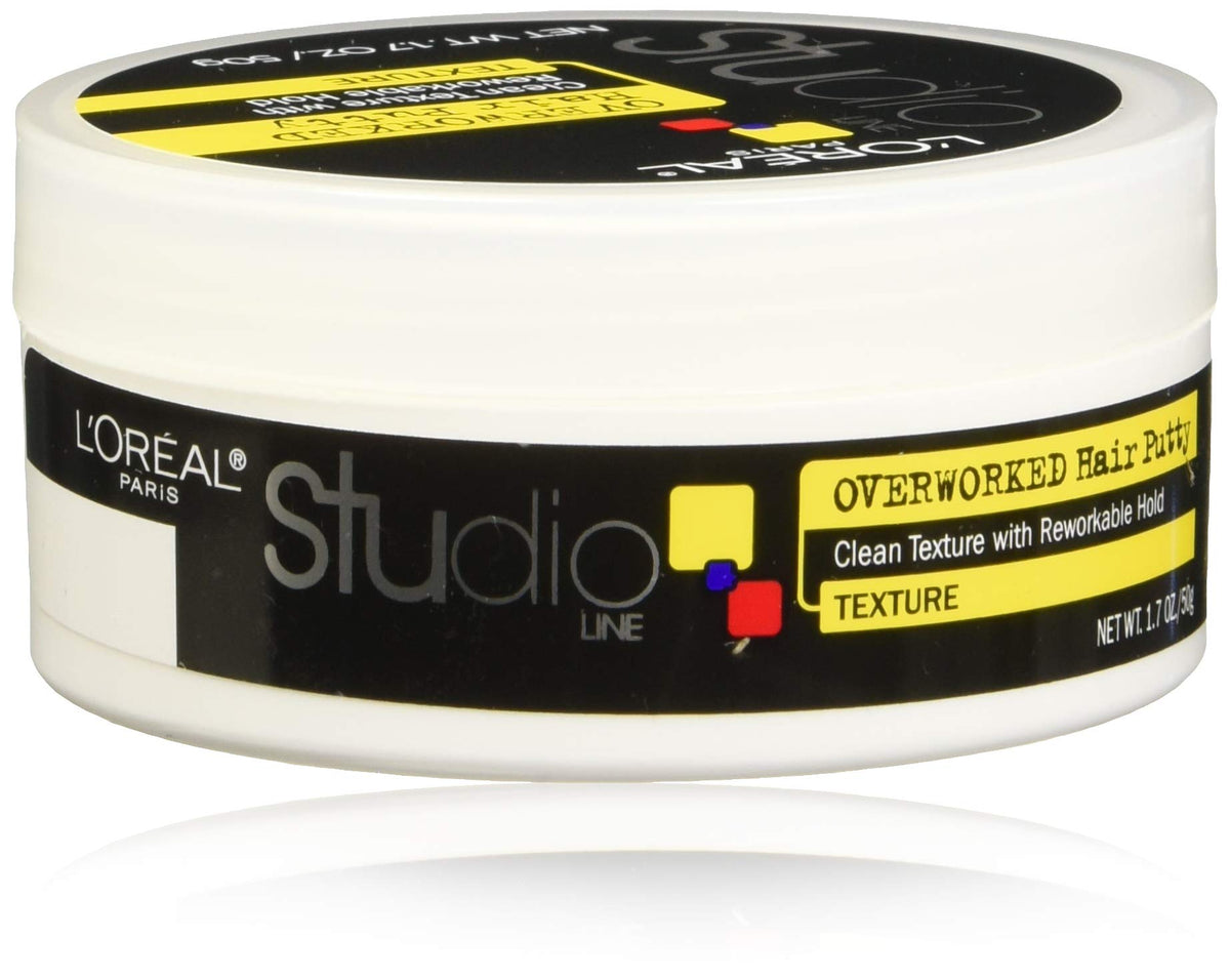 L'Oreal Paris putty front packaging showing jar and product benefits
