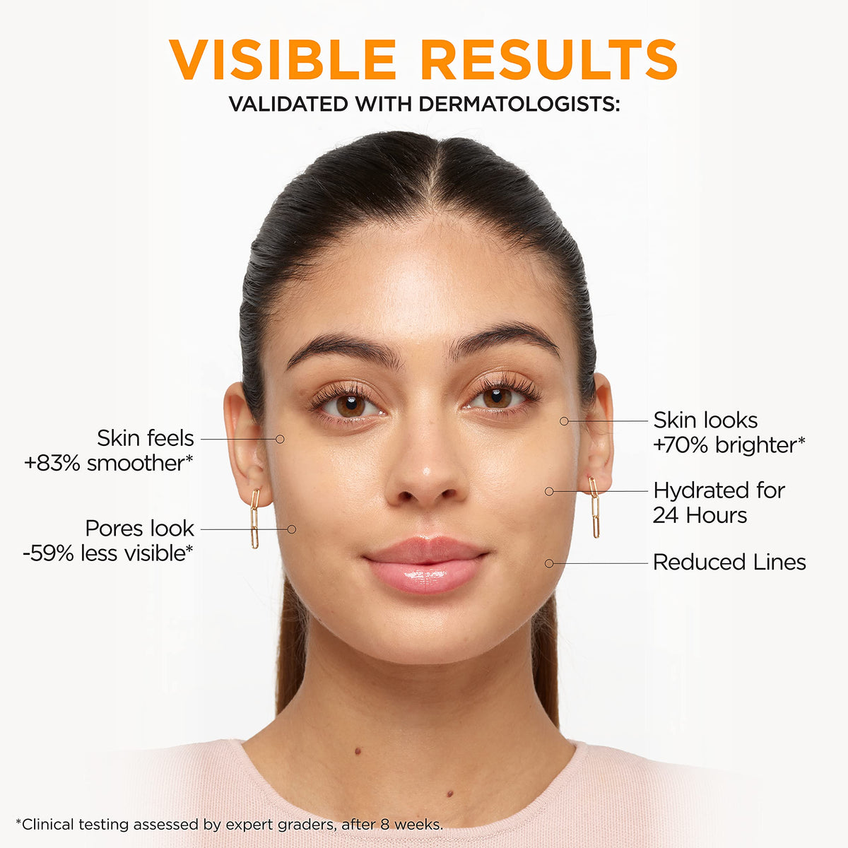 L'Oreal Paris conceptual before-and-after skin appearance to illustrate brightening benefit