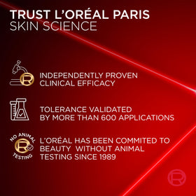 L'Oreal Paris before and after comparison packshot showing visible texture improvement benefit