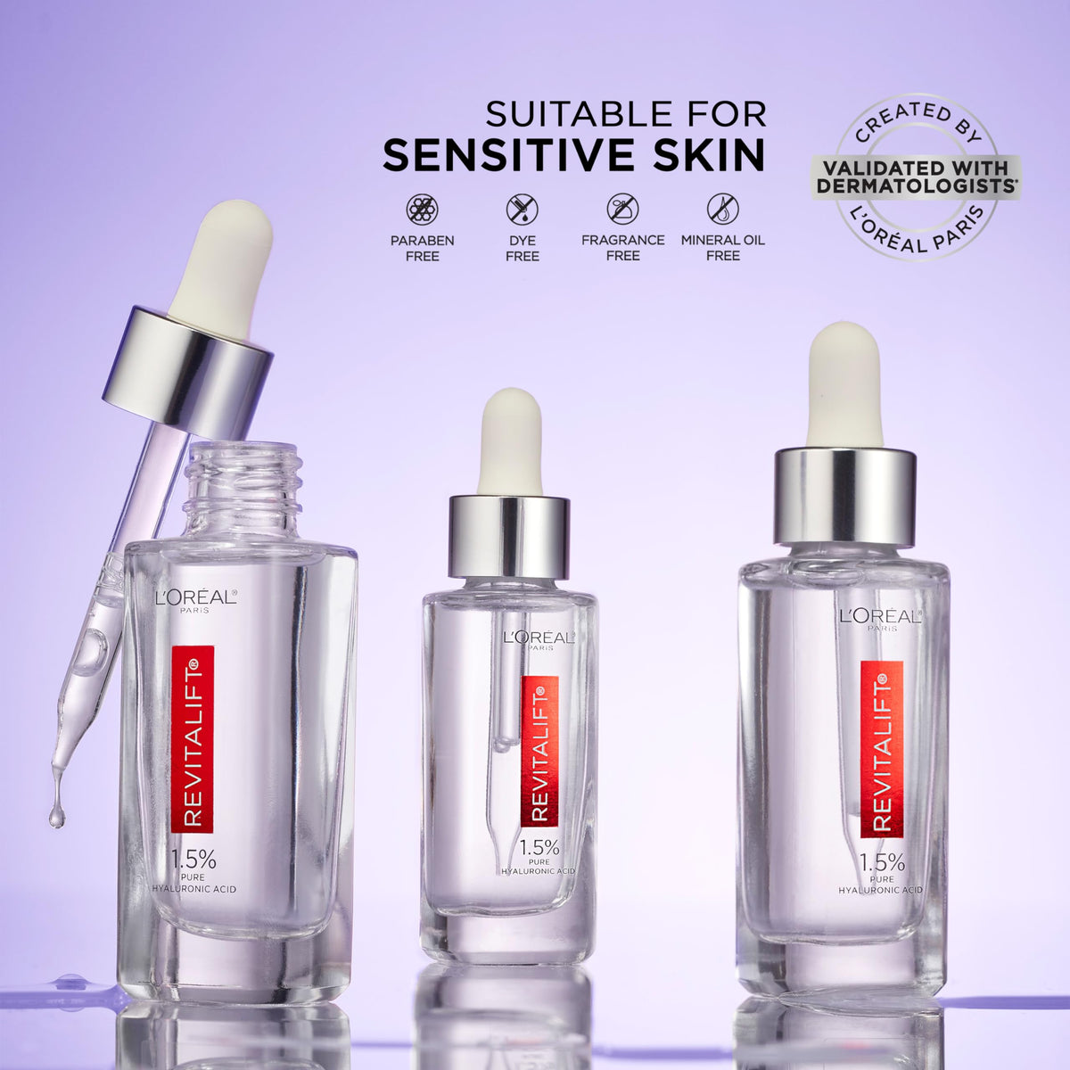 L'Oreal Paris bottle beside moisturizer showing layering and routine compatibility benefit