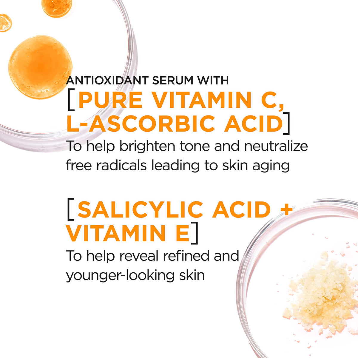 L'Oreal Paris serum dropper dispensing vitamin C texture for quick absorption