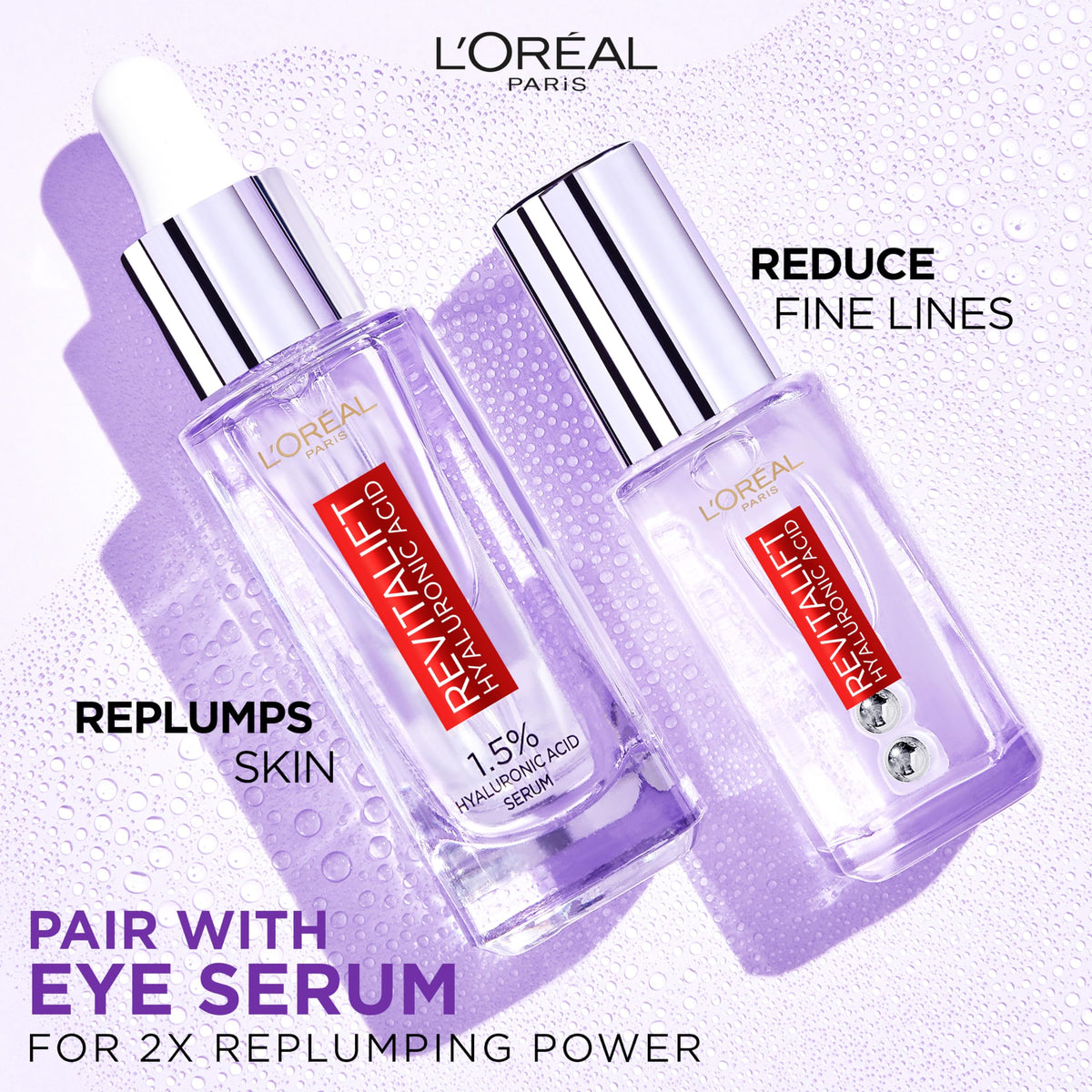 L'Oreal Paris ingredient label close-up detailing hyaluronic concentrations