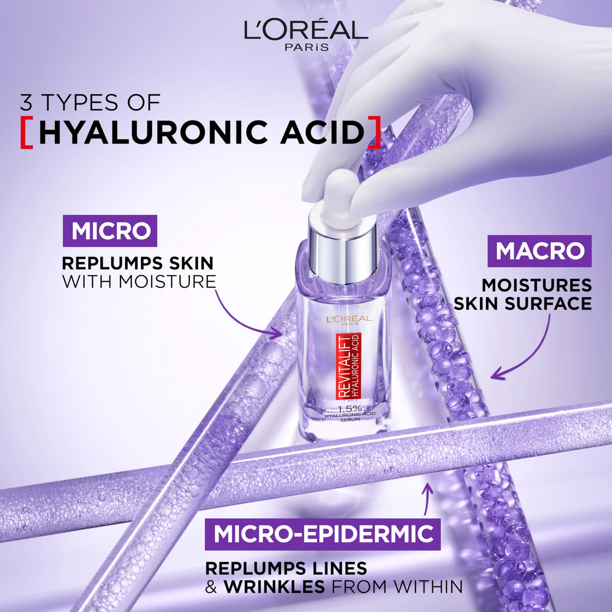 L'Oreal Paris close-up of serum texture highlighting lightweight hydration