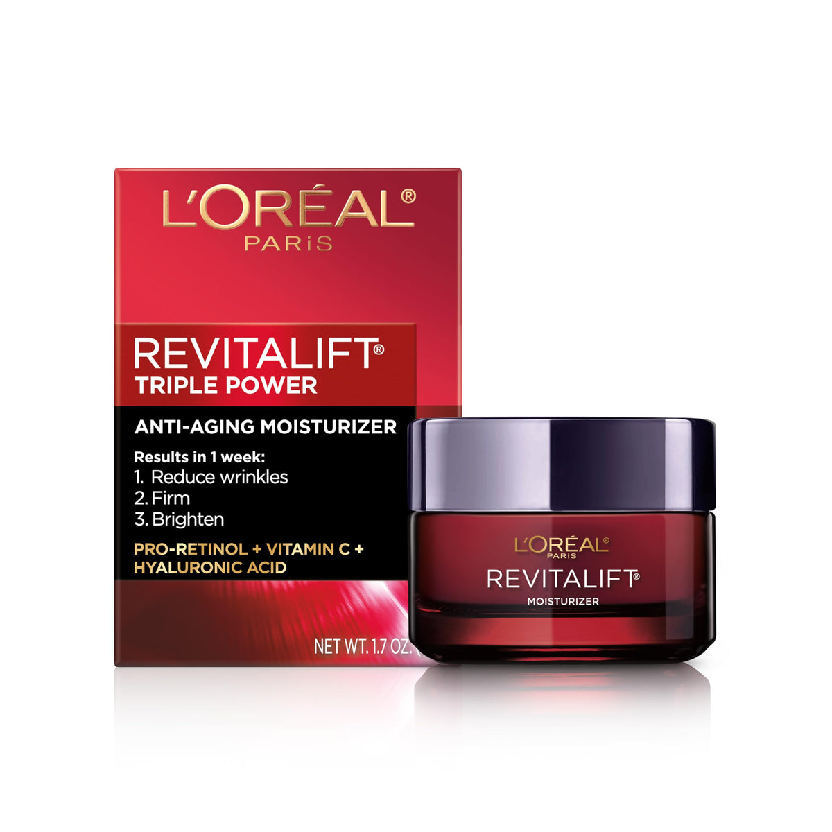 L'Oreal Paris jar front view showing product and branding for clearer skin