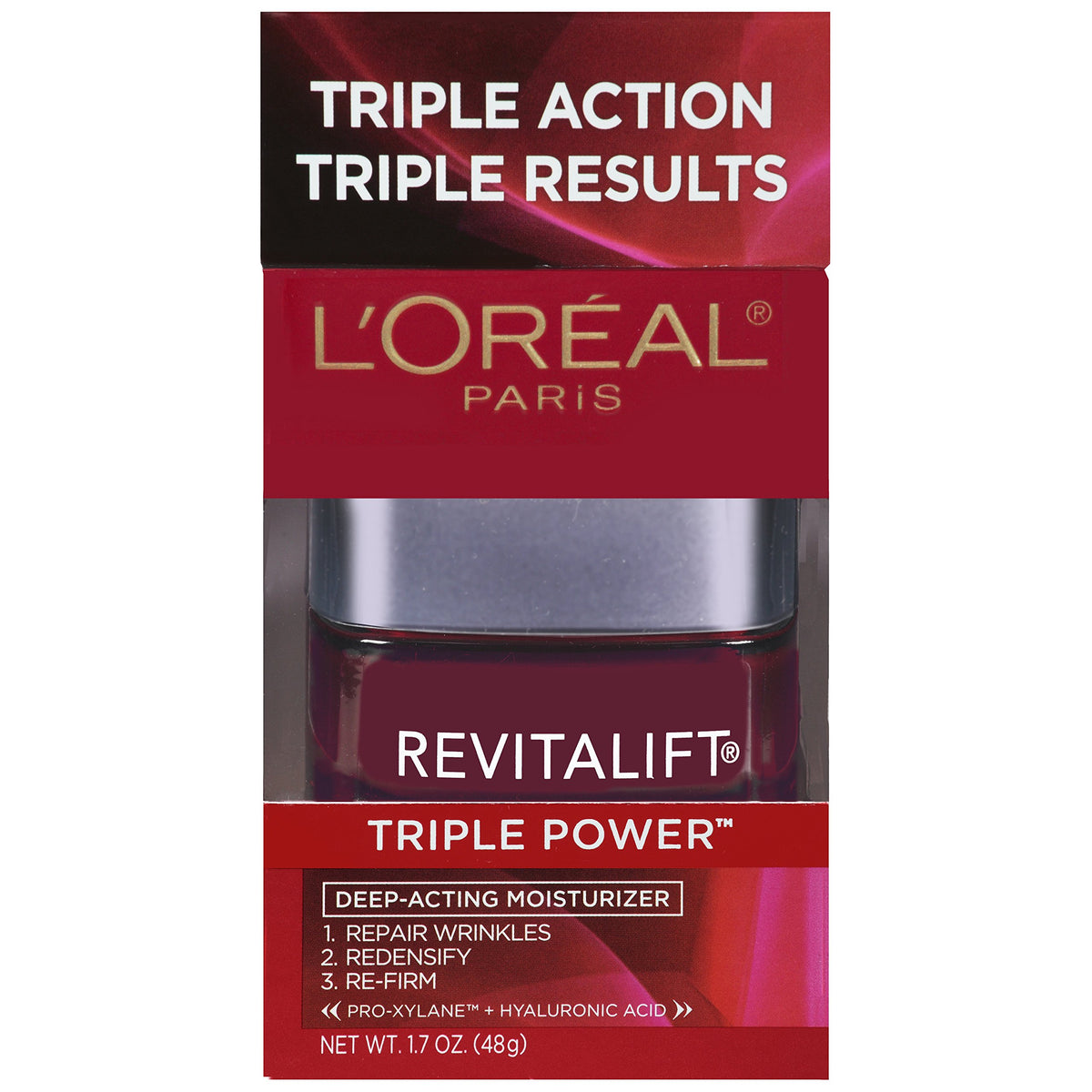 L'Oreal Paris jar front view showing label and size for clear identification and trust