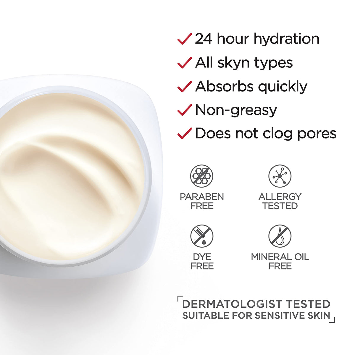 L'Oreal Paris cream applied to neck and face demonstrating smooth application and firming