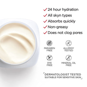 L'Oreal Paris cream applied to neck and face demonstrating smooth application and firming