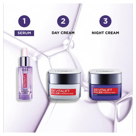 L'Oreal Paris jar on bathroom shelf as part of night routine for restorative benefit