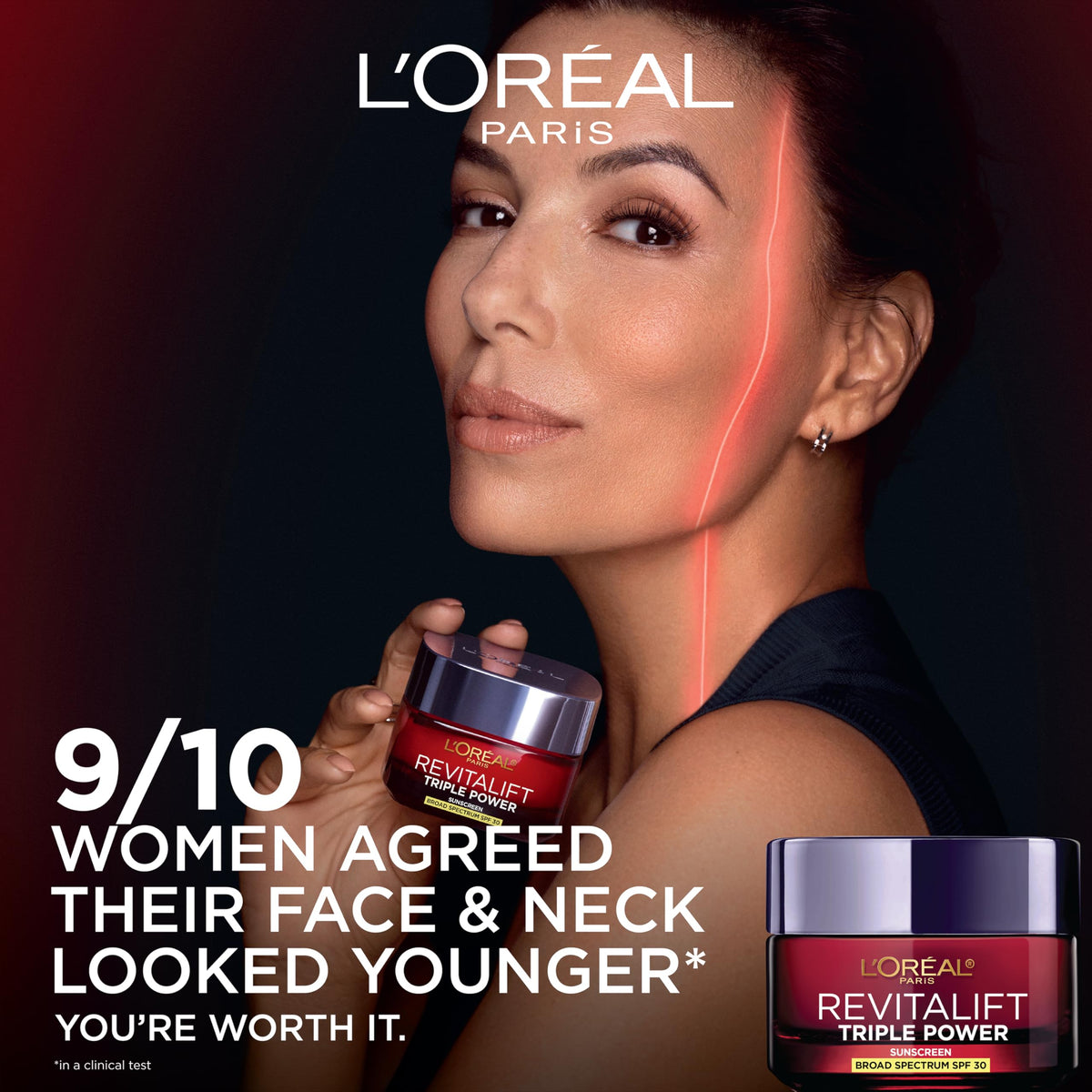 L'Oreal Paris cream texture close-up highlighting smooth hydration and quick absorption benefit