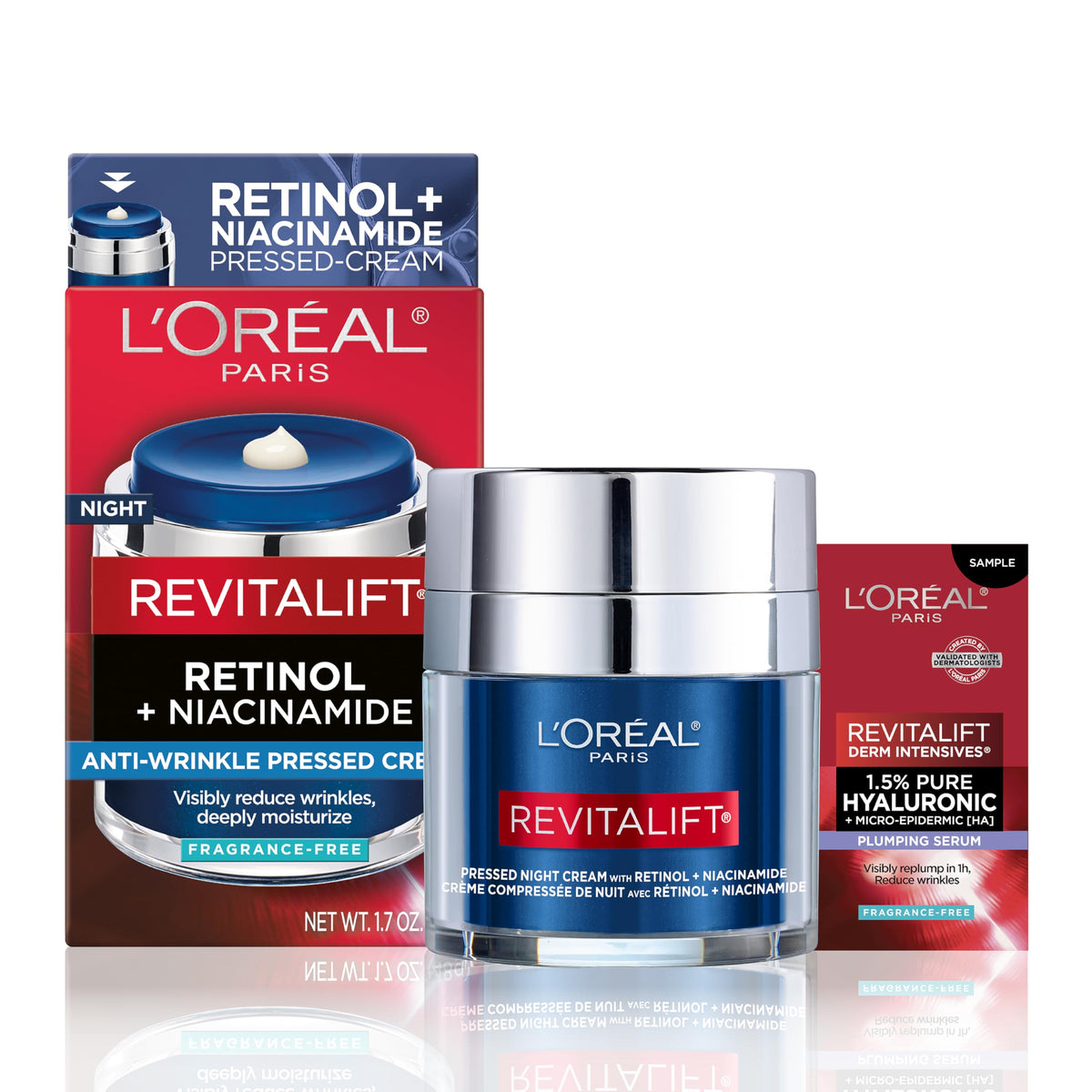 L'Oreal Paris front jar view showing fresh-pressed design and premium look