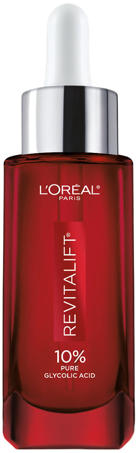 L'Oreal Paris front bottle of Revitalift serum showing packaging and clarity benefits
