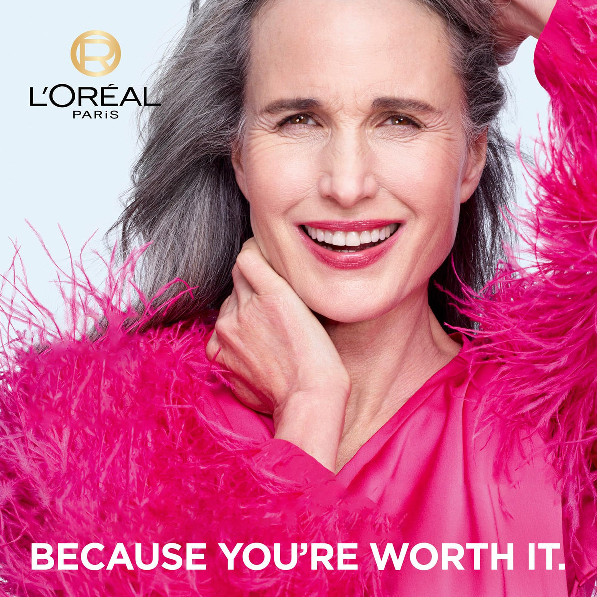 L'Oreal Paris product label close-up highlighting LHA and rosy pigments