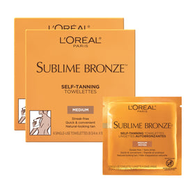 L'Oreal Paris front packaging showing six towelettes and benefits